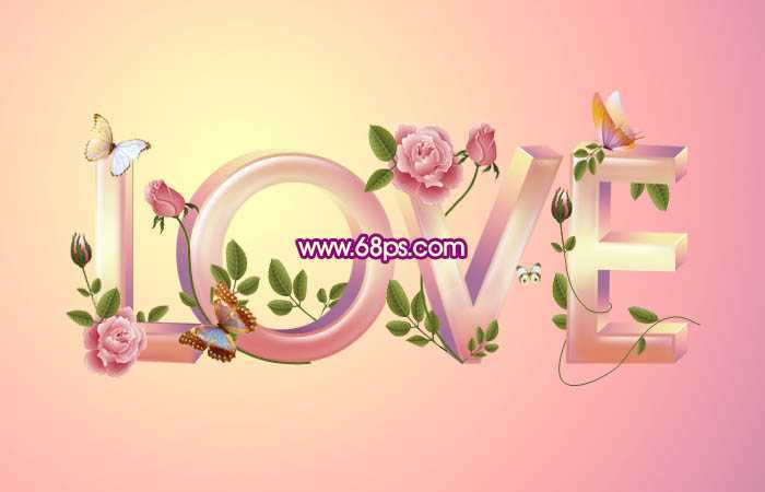 ‘Photoshop打造用漂亮花纹装饰的爱情LOVE立体字‘