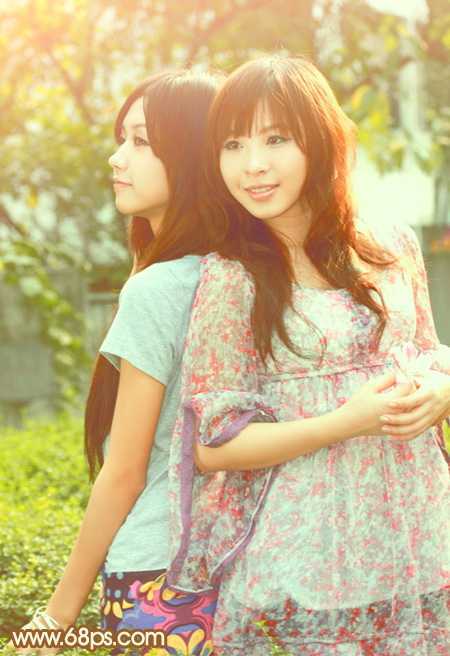 ‘Photoshop将公园美女调制出柔美的阳光暖色特效‘