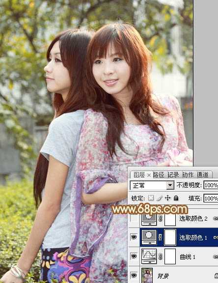 ‘Photoshop将公园美女调制出柔美的阳光暖色特效‘