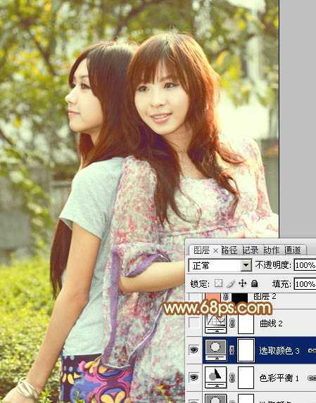 ‘Photoshop将公园美女调制出柔美的阳光暖色特效‘