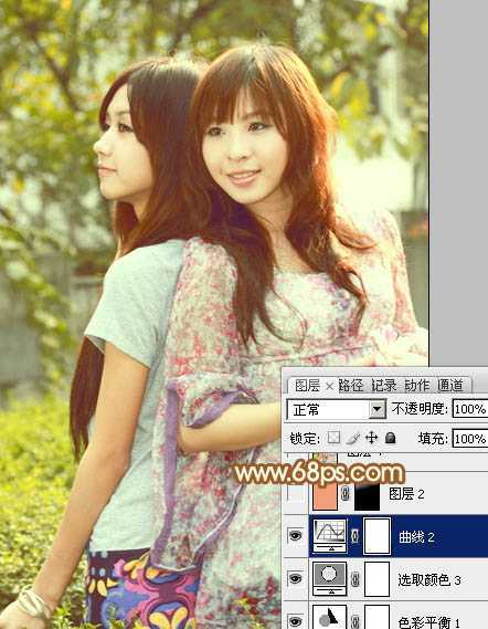 ‘Photoshop将公园美女调制出柔美的阳光暖色特效‘