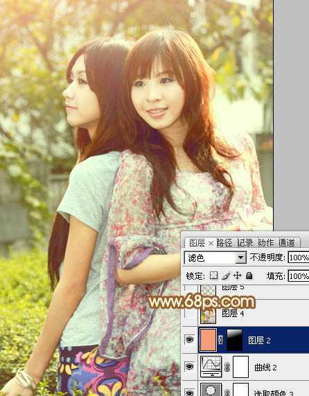 ‘Photoshop将公园美女调制出柔美的阳光暖色特效‘