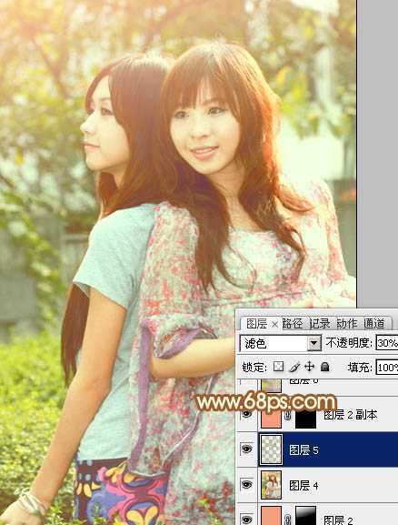 ‘Photoshop将公园美女调制出柔美的阳光暖色特效‘
