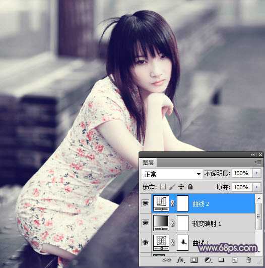 ‘Photoshop制作古典暗紫色外景美女效果‘