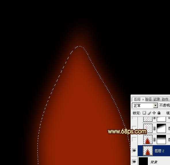 ‘Photoshop利用路径工具制作漂亮的红色火焰‘