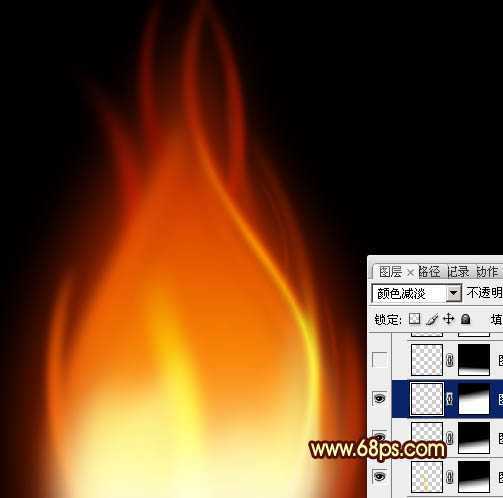 ‘Photoshop利用路径工具制作漂亮的红色火焰‘