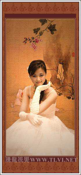 ‘Photoshop将人物图片处理成古典卷轴画效果‘