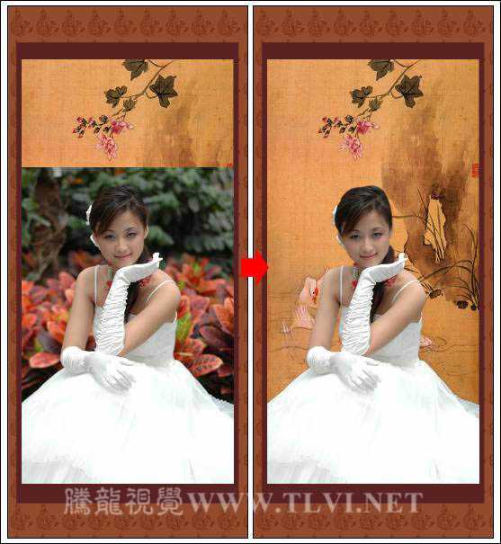 ‘Photoshop将人物图片处理成古典卷轴画效果‘