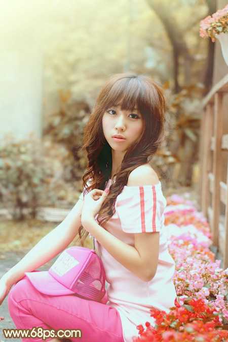 ‘Photoshop为木屋边的美女加上漂亮的阳光色‘
