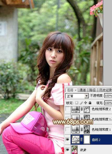 ‘Photoshop为木屋边的美女加上漂亮的阳光色‘