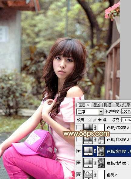 ‘Photoshop为木屋边的美女加上漂亮的阳光色‘