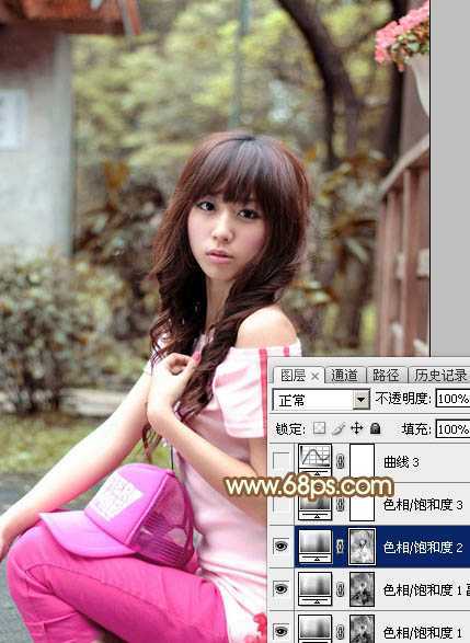 ‘Photoshop为木屋边的美女加上漂亮的阳光色‘