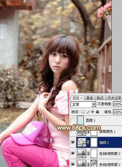 ‘Photoshop为木屋边的美女加上漂亮的阳光色‘