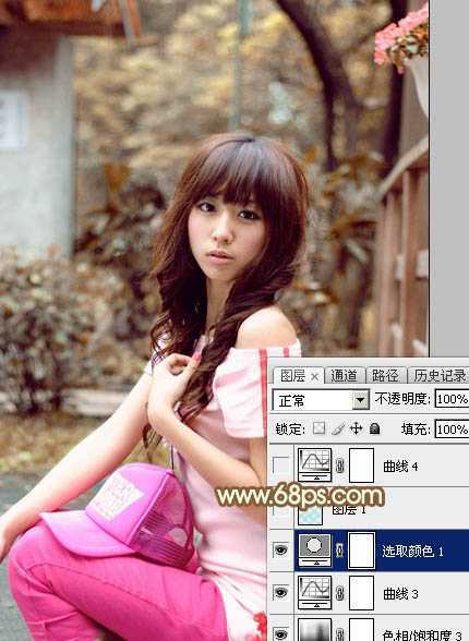 ‘Photoshop为木屋边的美女加上漂亮的阳光色‘