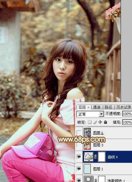 ‘Photoshop为木屋边的美女加上漂亮的阳光色‘