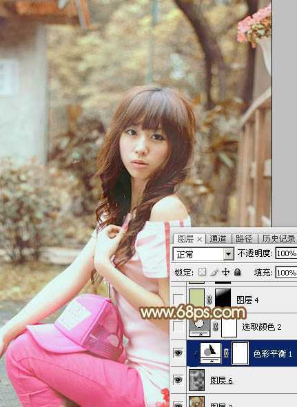 ‘Photoshop为木屋边的美女加上漂亮的阳光色‘