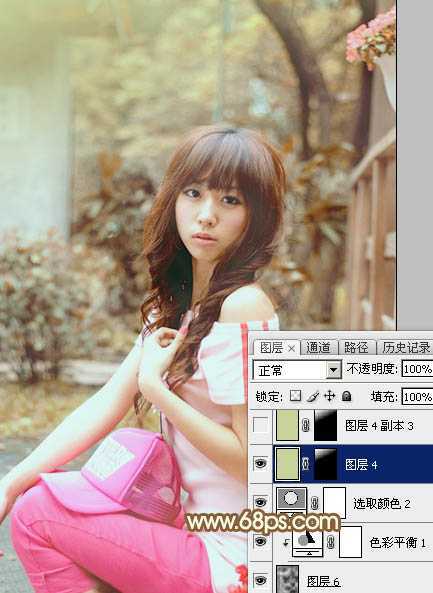 ‘Photoshop为木屋边的美女加上漂亮的阳光色‘