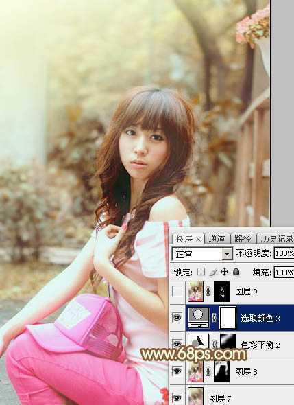 ‘Photoshop为木屋边的美女加上漂亮的阳光色‘