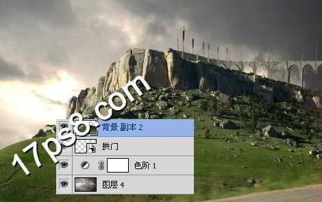 ‘photoshop设计合成恐怖的山丘城堡‘