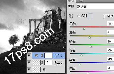 ‘photoshop设计合成恐怖的山丘城堡‘