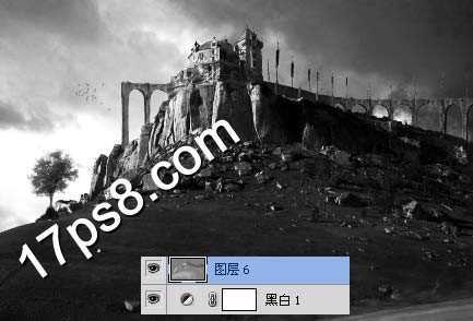 ‘photoshop设计合成恐怖的山丘城堡‘