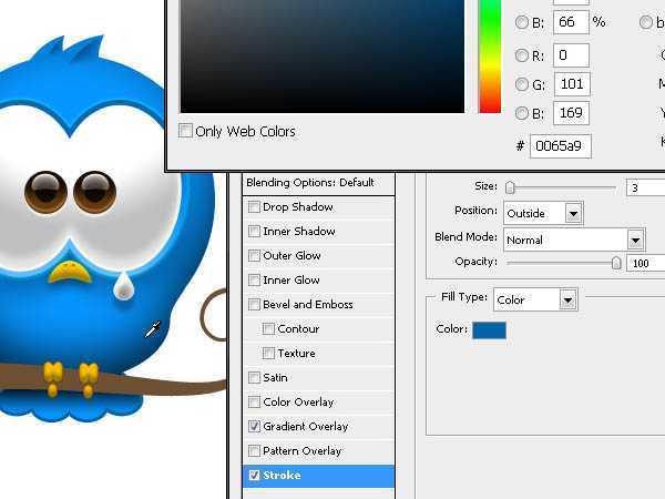 ‘Photoshop打造Twitter可爱蓝色小鸟图标‘