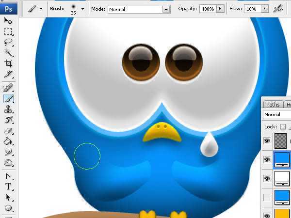 ‘Photoshop打造Twitter可爱蓝色小鸟图标‘