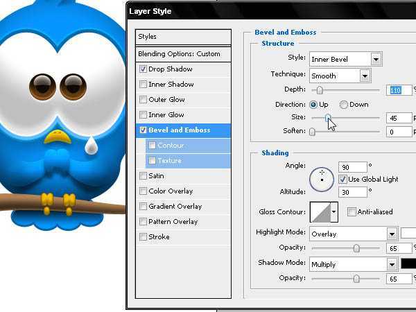 ‘Photoshop打造Twitter可爱蓝色小鸟图标‘