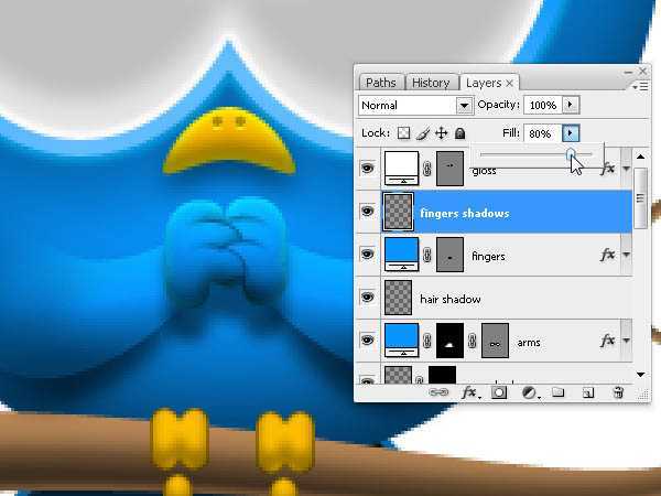‘Photoshop打造Twitter可爱蓝色小鸟图标‘