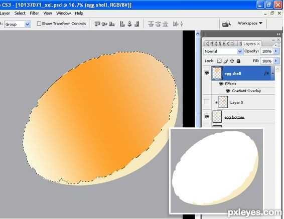 ‘Photoshop制作一个非常逼真的破碎鸡蛋效果‘