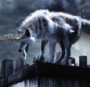 ‘photoshop合成制作出雨夜闪电绿色眼睛金刚狼‘