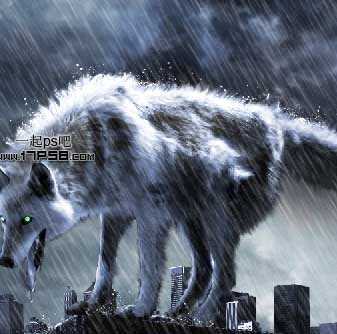 ‘photoshop合成制作出雨夜闪电绿色眼睛金刚狼‘