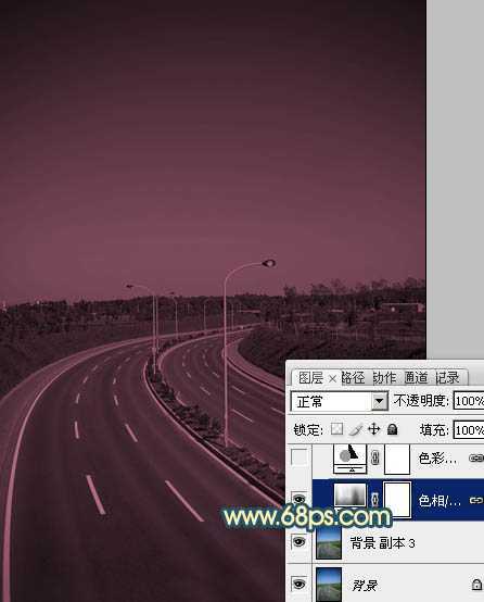 ‘Photoshop为公路图片渲染出漂亮的夜景灯光效果‘