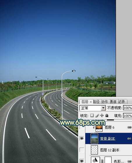 ‘Photoshop为公路图片渲染出漂亮的夜景灯光效果‘