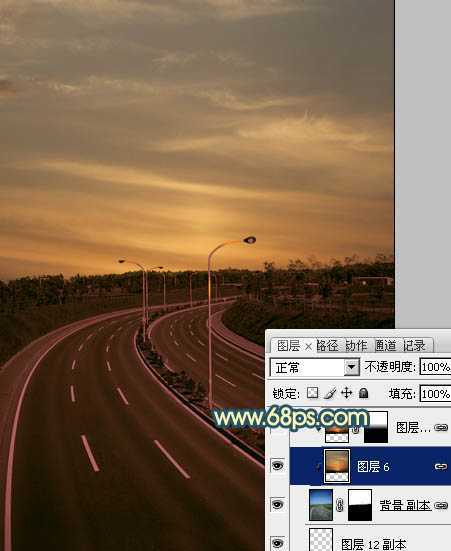 ‘Photoshop为公路图片渲染出漂亮的夜景灯光效果‘