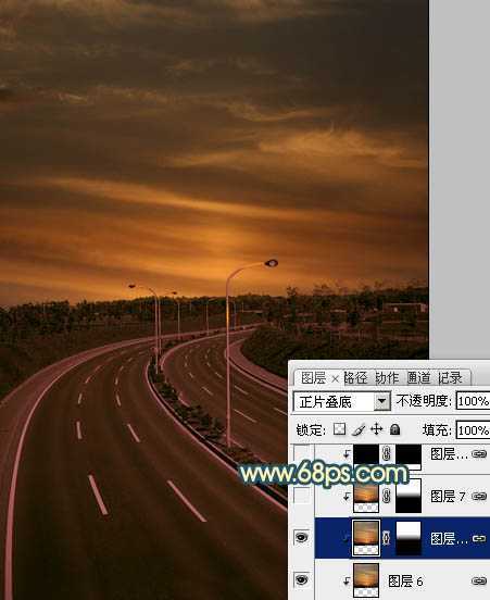 ‘Photoshop为公路图片渲染出漂亮的夜景灯光效果‘