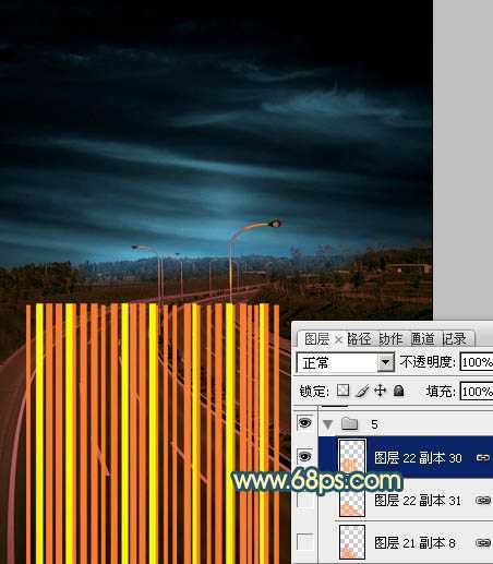 ‘Photoshop为公路图片渲染出漂亮的夜景灯光效果‘