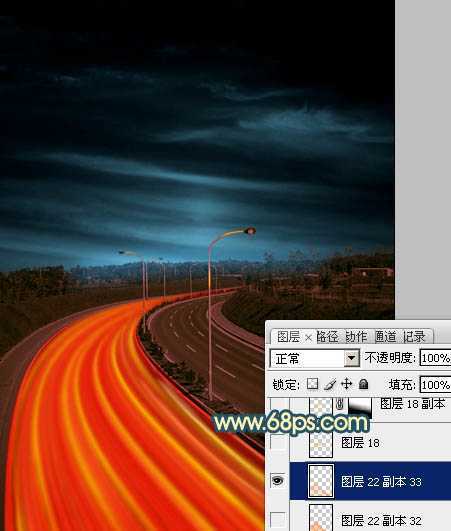 ‘Photoshop为公路图片渲染出漂亮的夜景灯光效果‘