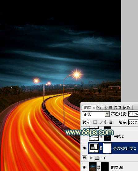 ‘Photoshop为公路图片渲染出漂亮的夜景灯光效果‘