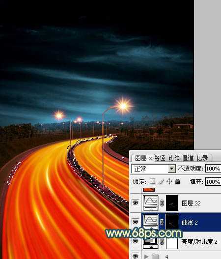 ‘Photoshop为公路图片渲染出漂亮的夜景灯光效果‘