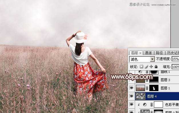 Photoshop调出早晨雾蒙蒙效果的外景人像