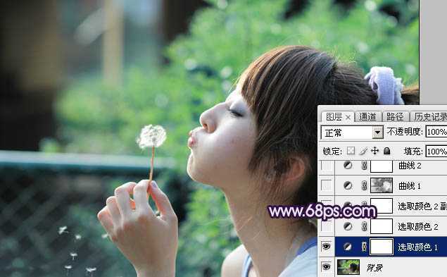 ‘Photoshop调出梦幻浪漫的蓝紫色外景美女图片‘