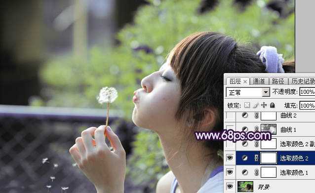 ‘Photoshop调出梦幻浪漫的蓝紫色外景美女图片‘