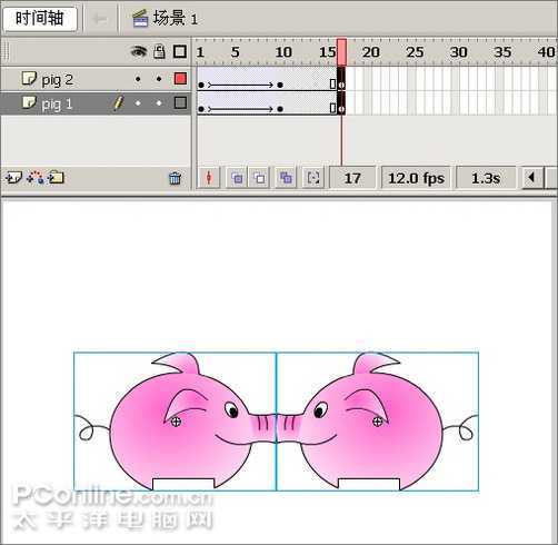 Flash制作可爱的“亲嘴猪”动画