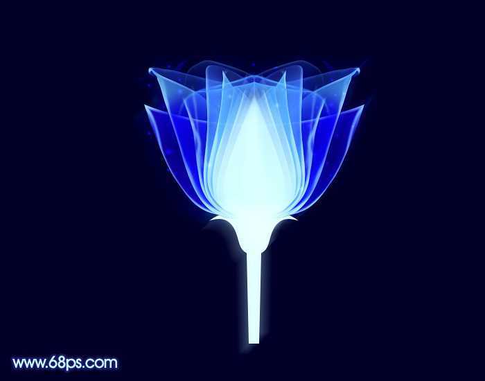 ‘Photoshop打造出梦幻的蓝色光束玫瑰花朵‘