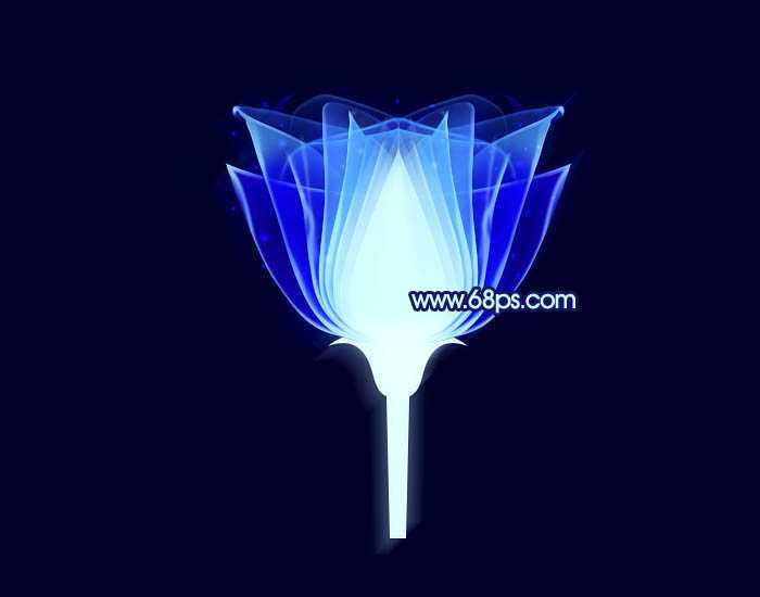 ‘Photoshop打造出梦幻的蓝色光束玫瑰花朵‘