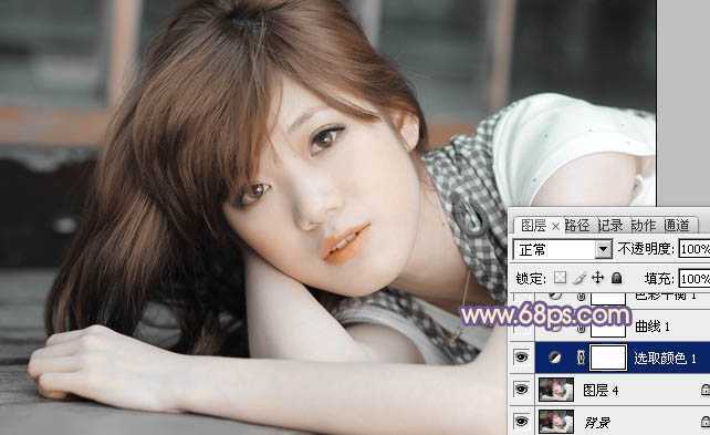 ‘photoshop利用通道替换工具将室内美女图片加上柔和的红紫色‘