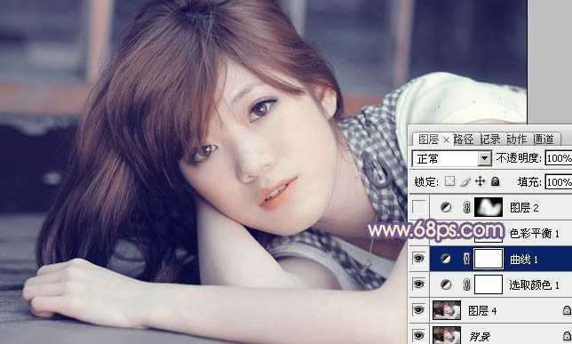 ‘photoshop利用通道替换工具将室内美女图片加上柔和的红紫色‘