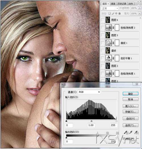 ‘photoshop利用滤镜及计算将人像打造出超酷的暗调金属质感效果‘