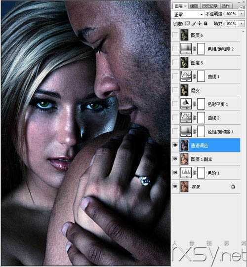 ‘photoshop利用滤镜及计算将人像打造出超酷的暗调金属质感效果‘